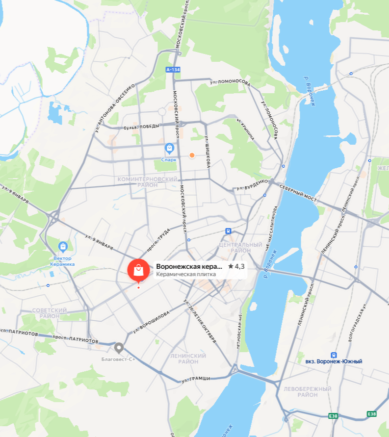 Схема расположения ВКЗ Воронеж